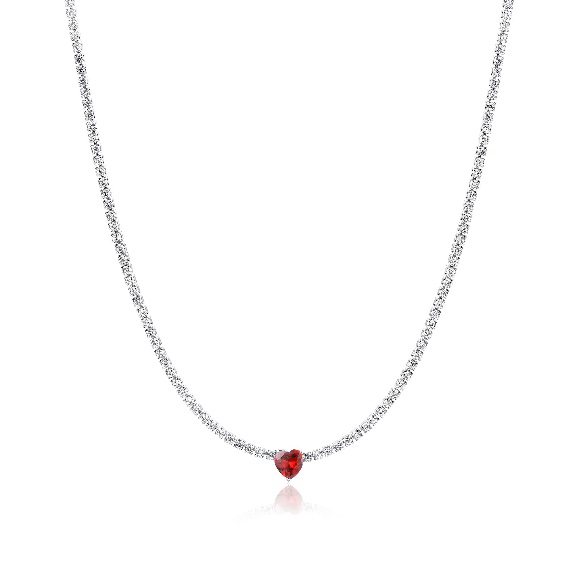 Collana Tennis con cristallo cuore rosso Brand Gioielli Cilento shop online
