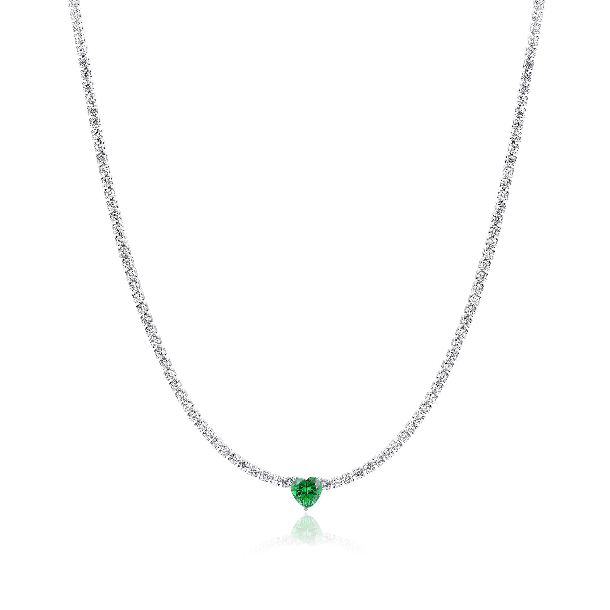 Collana Tennis con cristallo cuore verde Brand Gioielli Cilento shop online