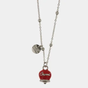 Collana Capri in Metallo maglia a pallini con campanella rossa e scritta Capri Cilento shop online