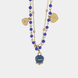 Collana in Metallo multifilo con pietre blu e campanella Capri Cilento shop online