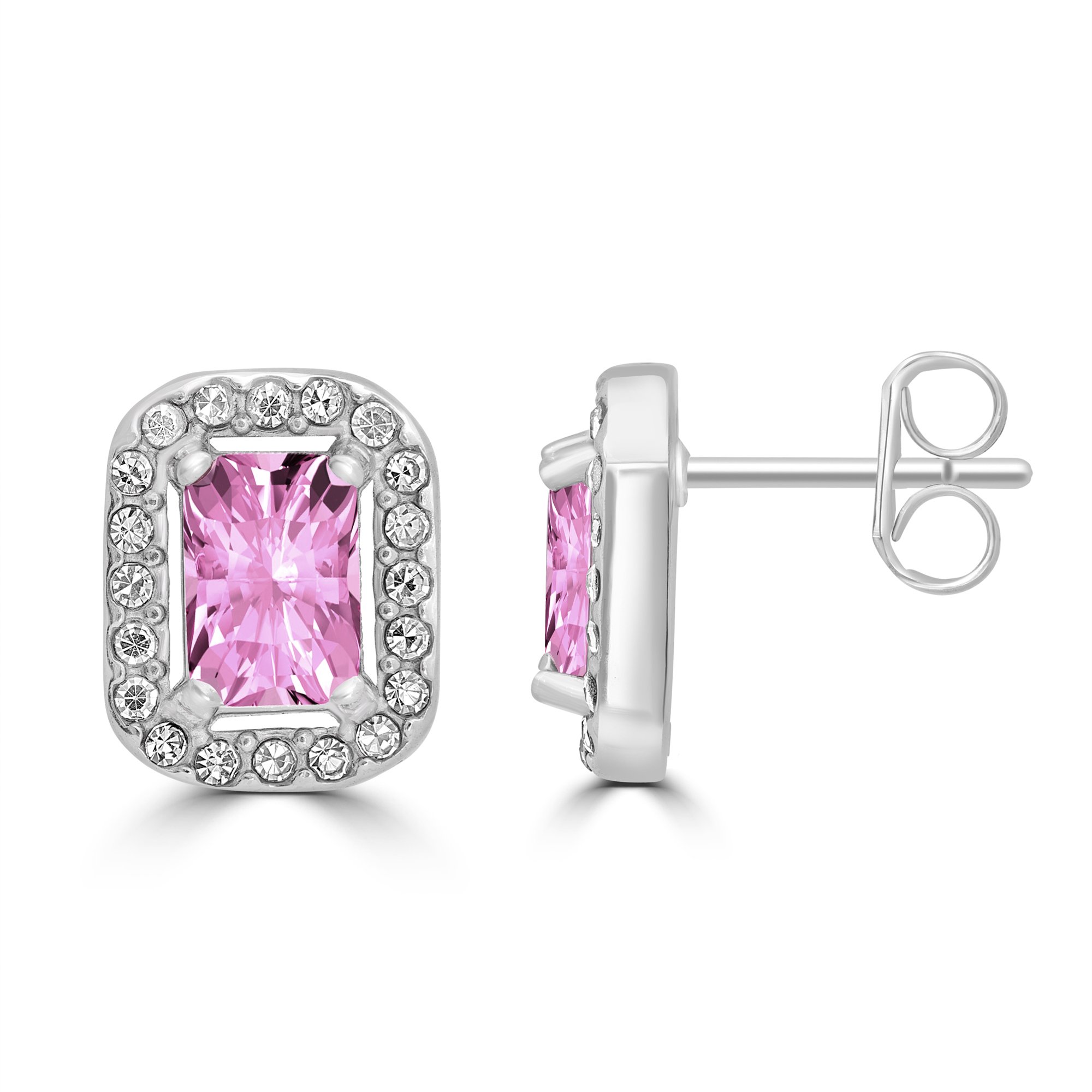 Orecchini Cristallo rettangolare rosa Brand Gioielli Cilento shop online