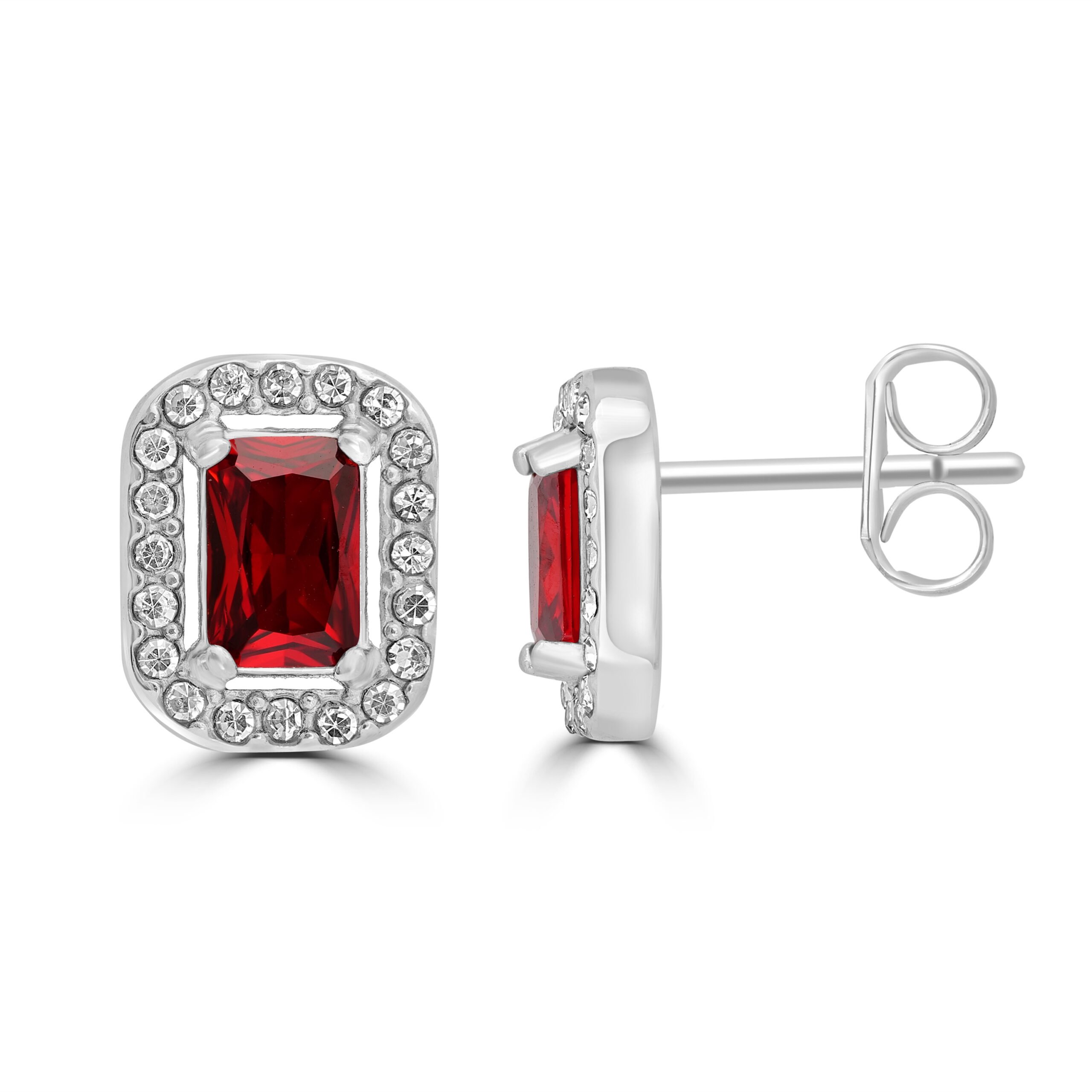 Orecchini Cristallo rettangolare rosso Brand Gioielli Cilento shop online