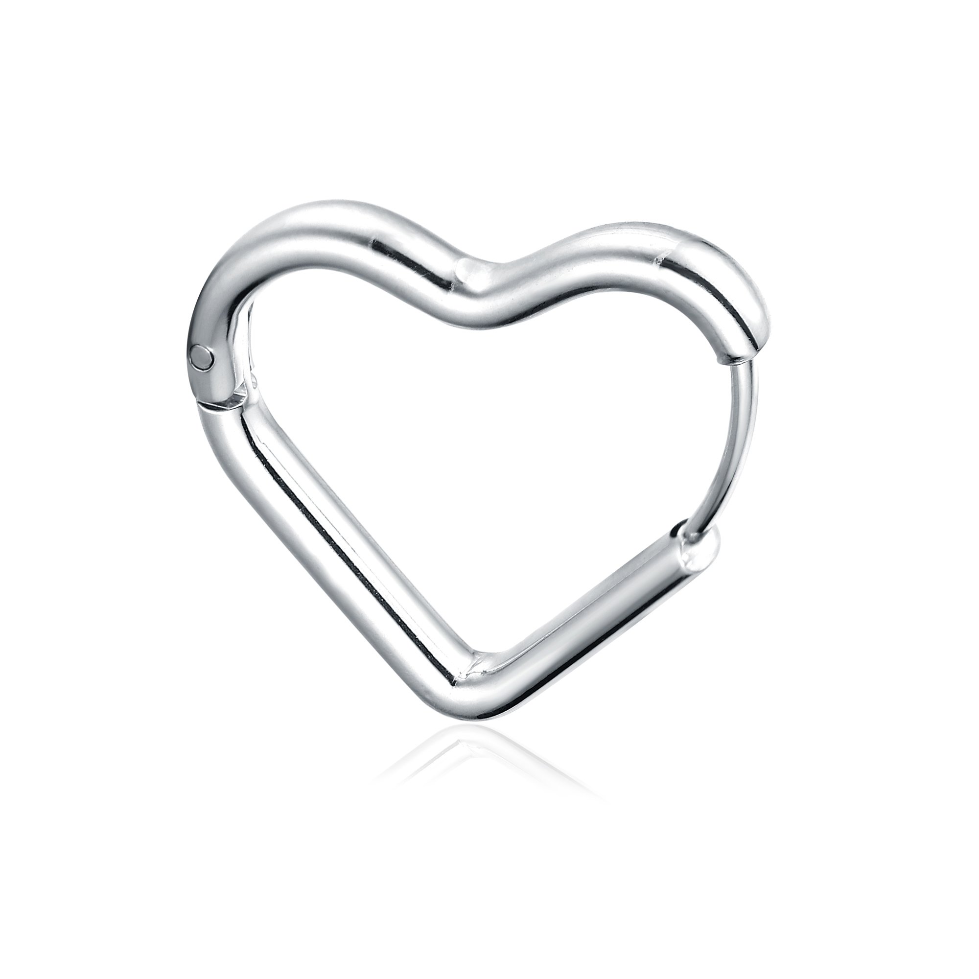 Orecchino singolo scattino cuore grande acciaio Brand Gioielli Cilento shop online