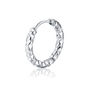 Orecchino singolo scattino martellato grande acciaio Brand Gioielli Cilento shop online