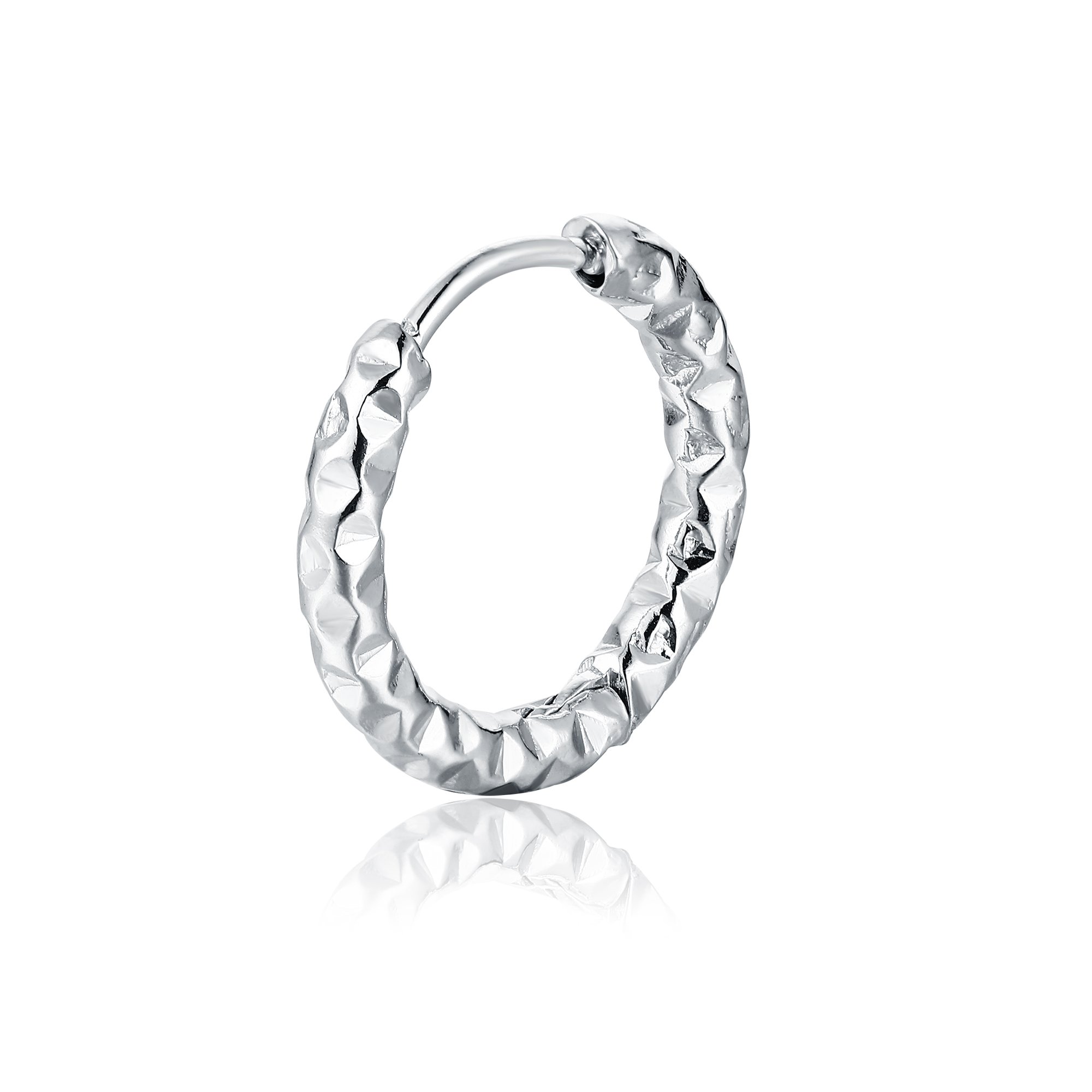 Orecchino singolo scattino martellato grande acciaio Brand Gioielli Cilento shop online