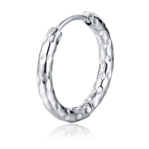 Orecchino singolo scattino martellato grande acciaio Brand Gioielli Cilento shop online