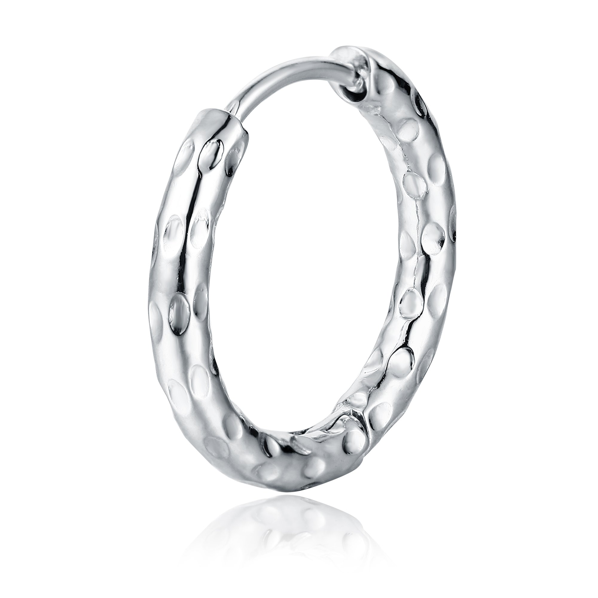 Orecchino singolo scattino martellato grande acciaio Brand Gioielli Cilento shop online