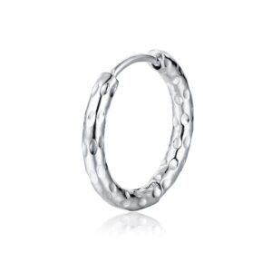 Orecchino singolo scattino martellato piccolo acciaio Brand Gioielli Cilento shop online