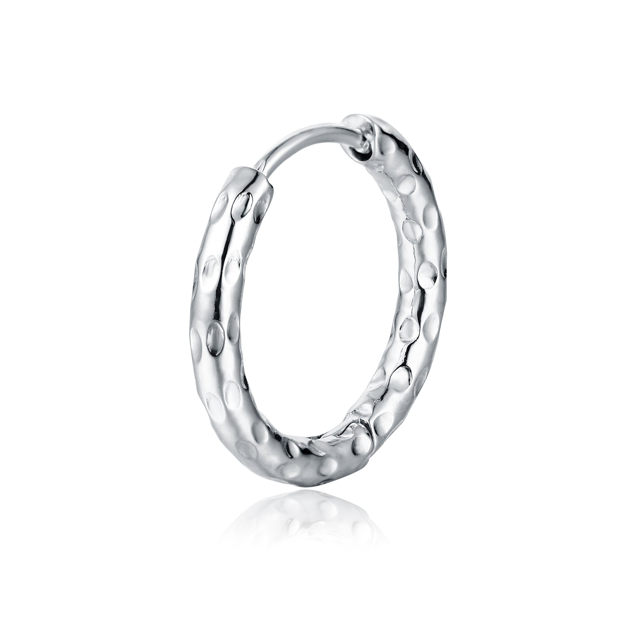 Orecchino singolo scattino martellato piccolo acciaio Brand Gioielli Cilento shop online