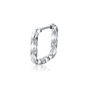 Orecchino singolo scattino quadrato diamantato acciaio Brand Gioielli Cilento shop online