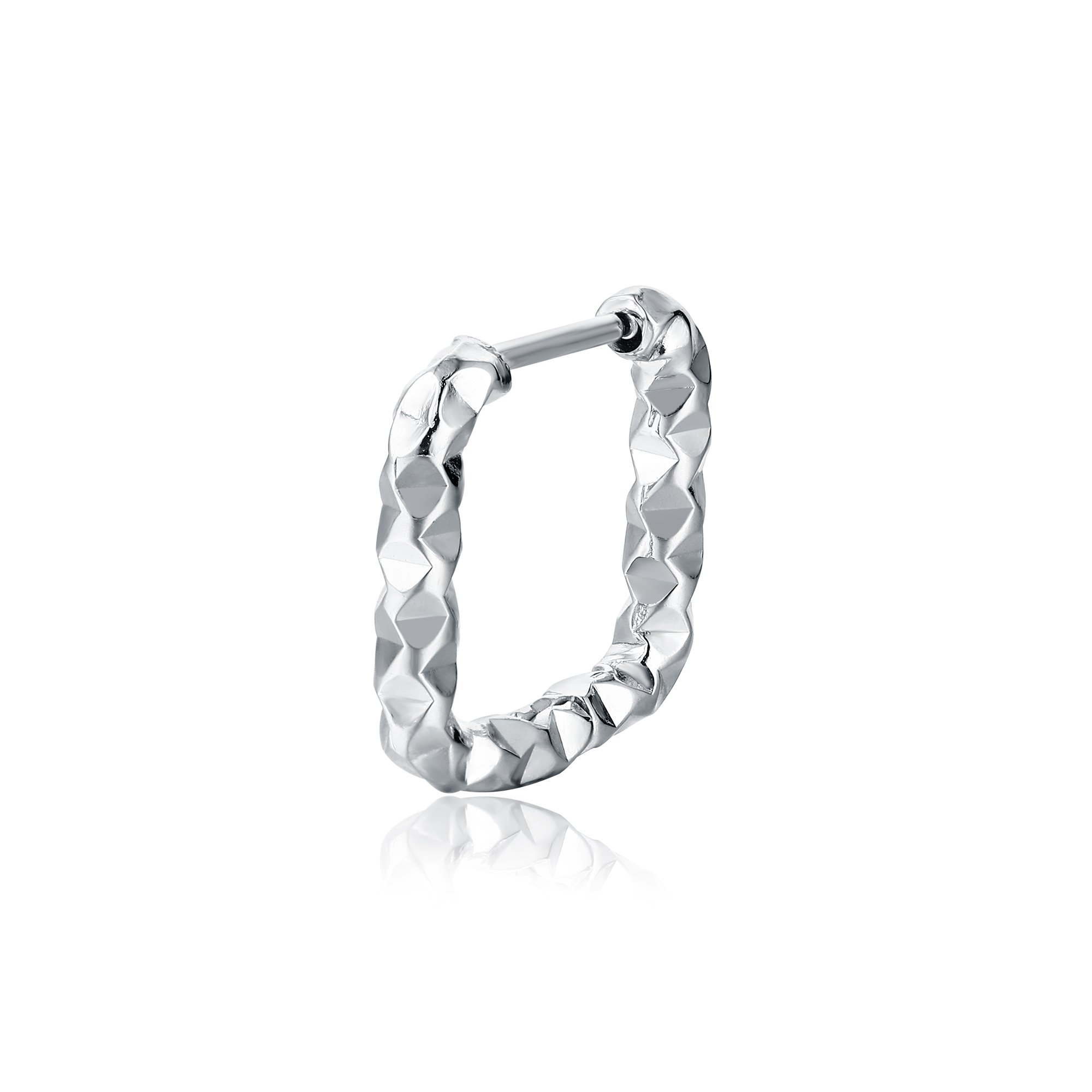 Orecchino singolo scattino quadrato diamantato acciaio Brand Gioielli Cilento shop online