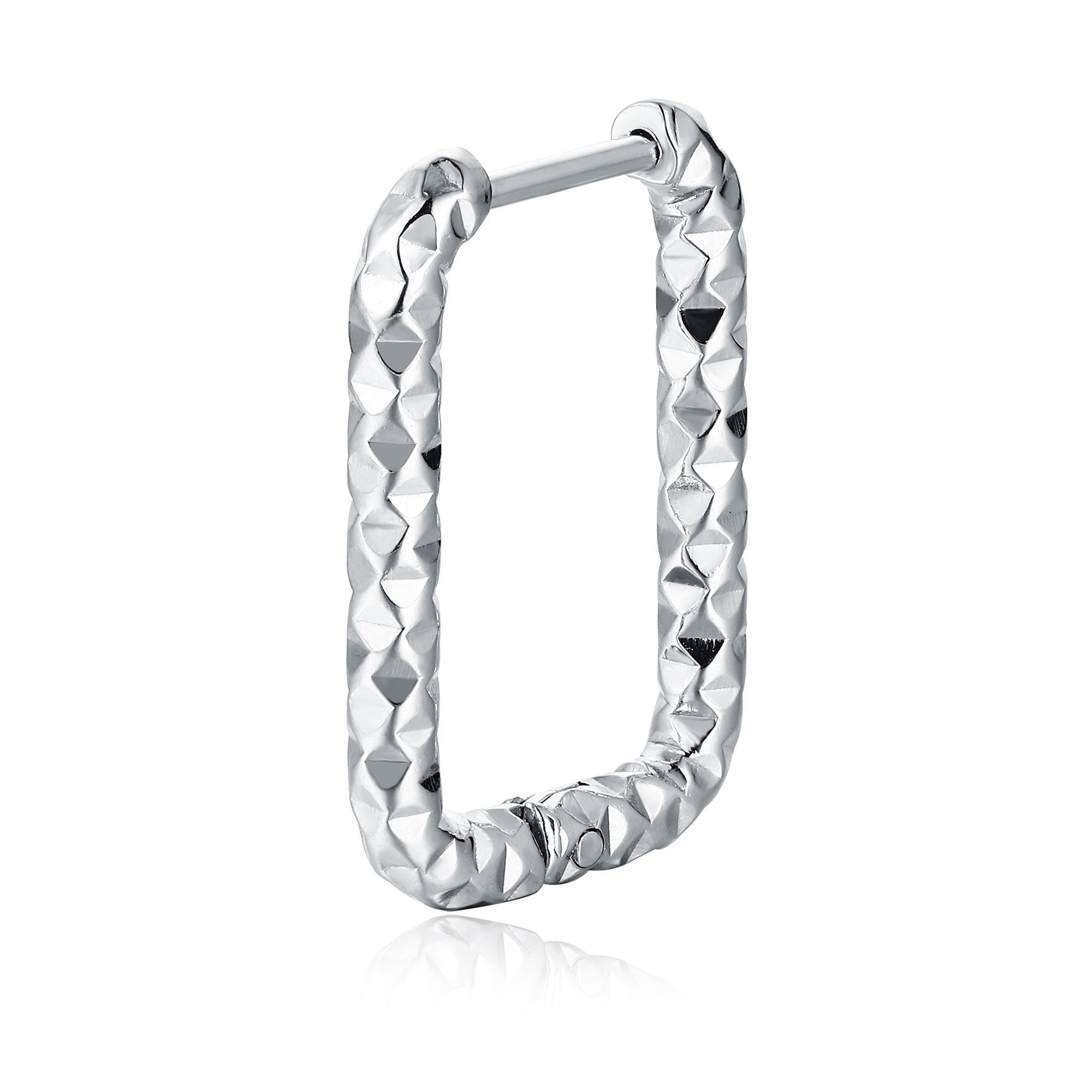 Orecchino singolo scattino rettangolo diamantato acciaio Brand Gioielli Cilento shop online