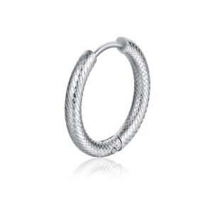 Orecchino singolo scattino zigrinato acciaio Brand Gioielli Cilento shop online