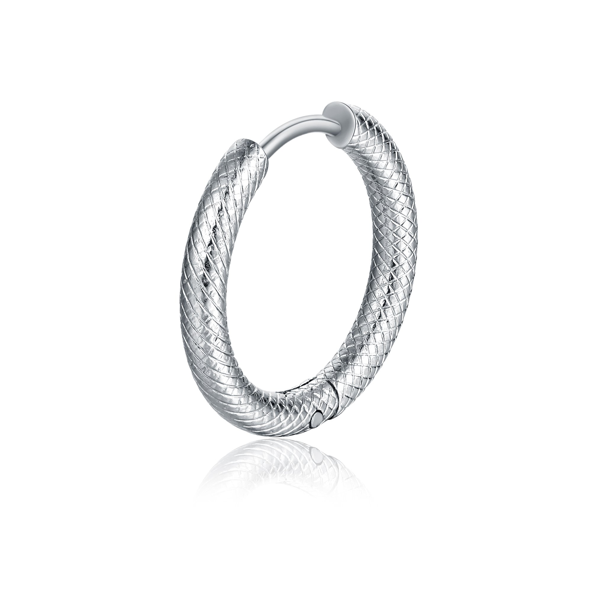 Orecchino singolo scattino zigrinato acciaio Brand Gioielli Cilento shop online